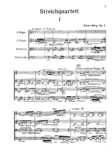 String Quartet, Op.3: Full score by Alban Berg