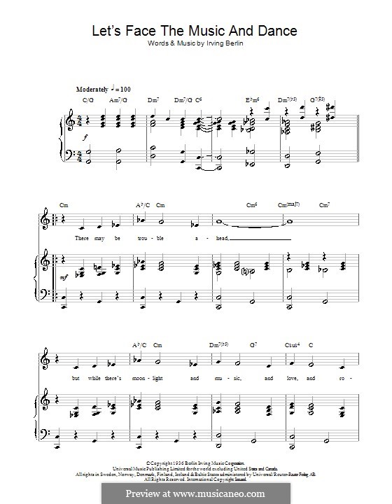 Let S Face The Music And Dance By I Berlin Sheet Music On Musicaneo