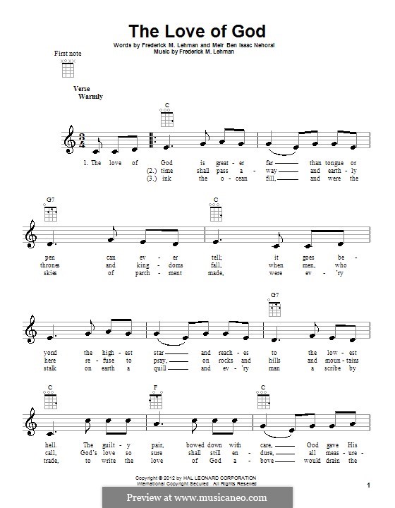 The Love of God: For ukulele by Frederick M. Lehman