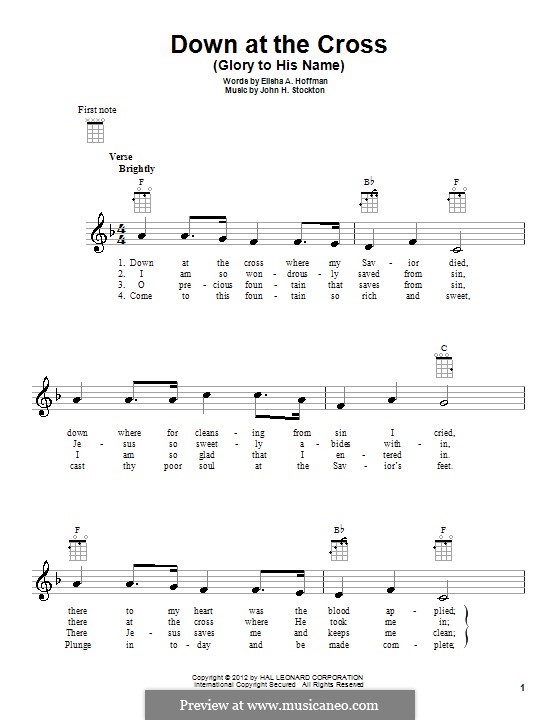 Down at the Cross (Glory to His Name): For ukulele by John H. Stockton
