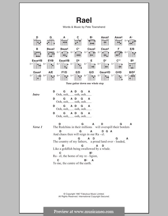 Rael (The Who): Lead sheet by Peter Townshend