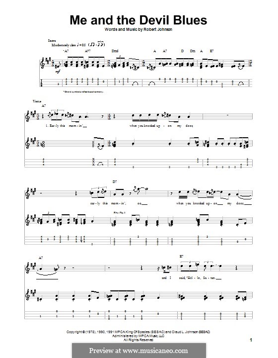 Me and the Devil Blues (Eric Clapton): For ukulele by Robert Leroy Johnson