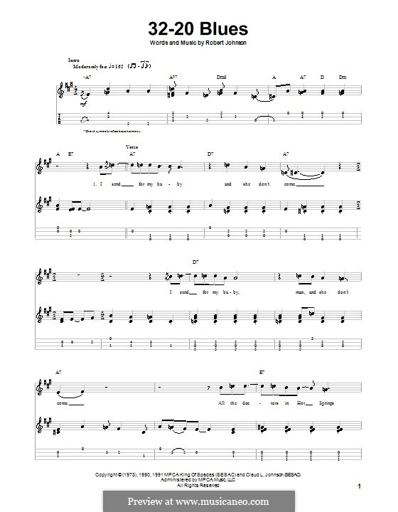 32-20 Blues (Eric Clapton): For ukulele by Robert Leroy Johnson
