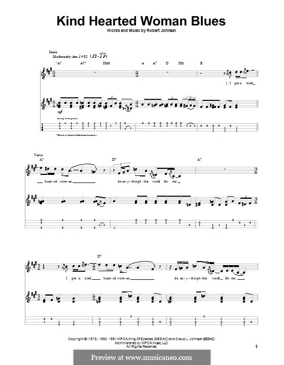 Kind Hearted Woman Blues (Eric Clapton): For ukulele by Robert Leroy Johnson