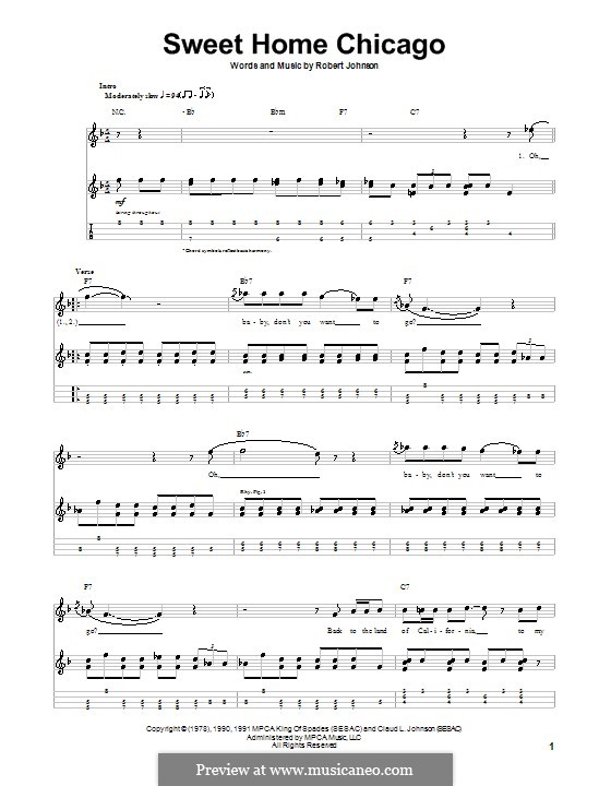 Sweet Home Chicago (Eric Clapton): For ukulele by Robert Leroy Johnson
