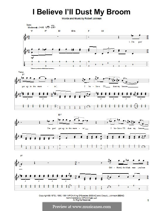 I Believe I'll Dust My Broom by R.L. Johnson sheet music on MusicaNeo