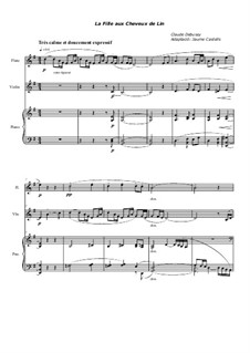 No.8 La fille aux cheveux de lin: For flute, violin and piano by Claude Debussy