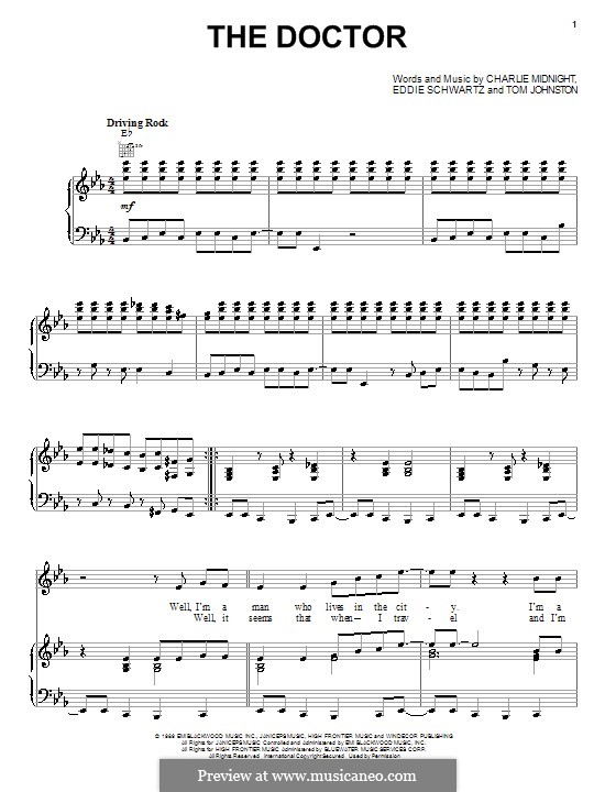 The Doctor (The Doobie Brothers): For voice and piano (or guitar) by Charlie Midnight, Eddie Schwartz, Tom Johnston