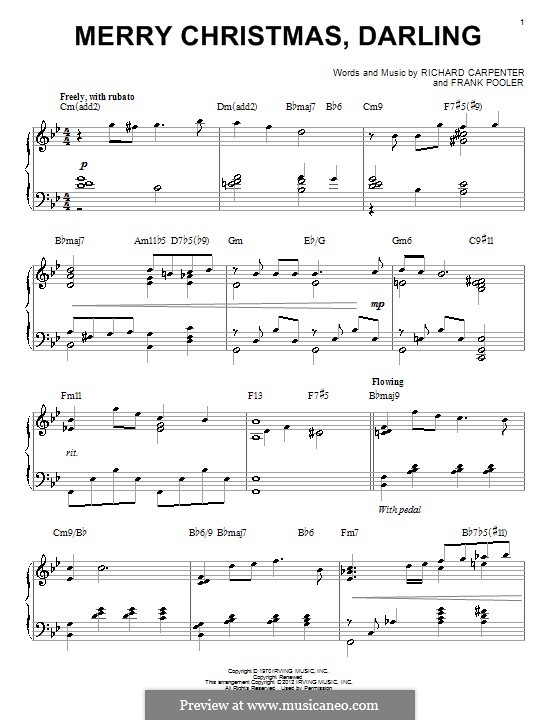 Piano version: Jazz notes by Frank Pooler, Richard Carpenter