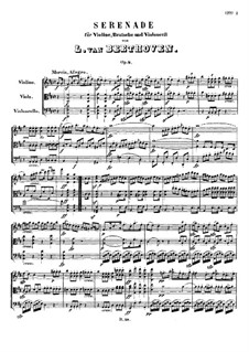 String Trio No.2 in D Major 'Serenade', Op.8: Full score by Ludwig van Beethoven