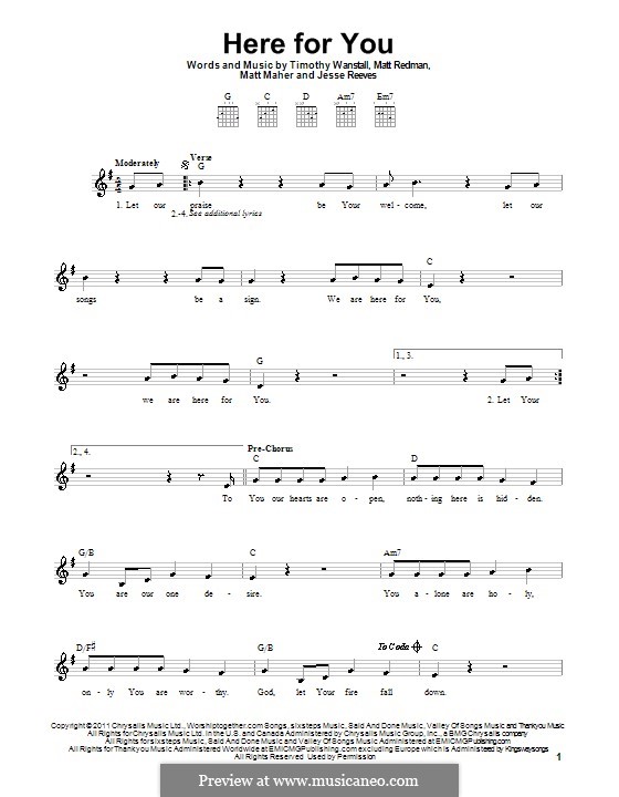 Here for You: For guitar (Passion) by Jesse Reeves, Matt Maher, Matt Redman, Timothy Wanstall