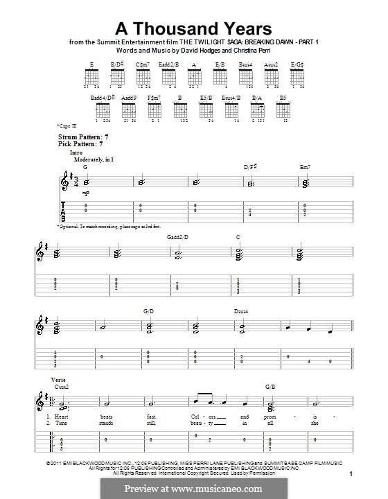 A Thousand Years: For guitar with tab by Christina Perri, David Hodges