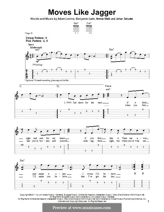 jagger moves maroon guitar levine musicaneo interactive score adam