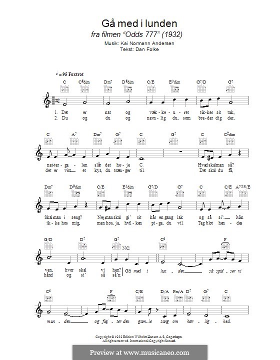 Gå Med I Lunden by K.N. Andersen - sheet music on MusicaNeo