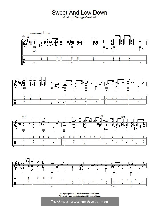 Sweet and Low Down: For guitar with tab (Jerry Willard) by George Gershwin