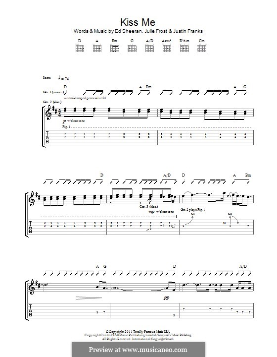 Kiss Me: For guitar with tab by Ed Sheeran, Julie Frost, Justin Franks