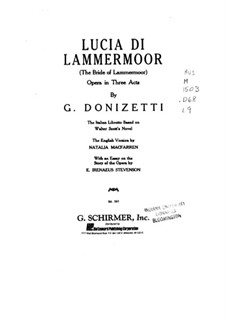 Lucia di Lammermoor: Piano-vocal score by Gaetano Donizetti