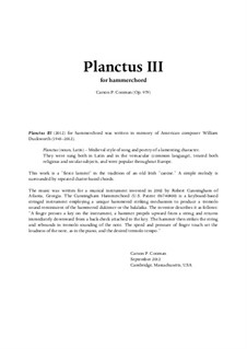 Planctus III (in memoriam William Duckworth), Op.979: Planctus III (in memoriam William Duckworth) by Carson Cooman