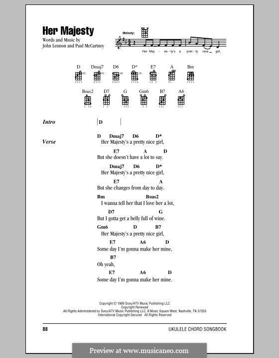 Her Majesty (The Beatles): For ukulele by John Lennon, Paul McCartney