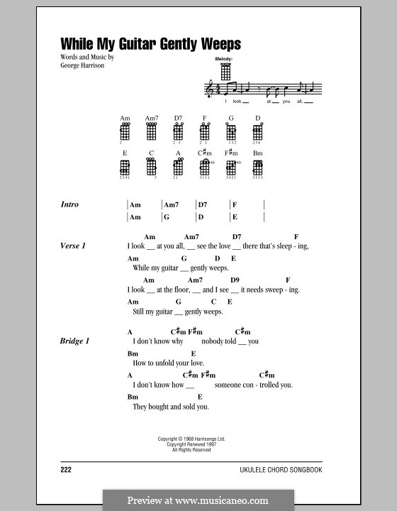 While My Guitar Gently Weeps (The Beatles): For ukulele by George Harrison