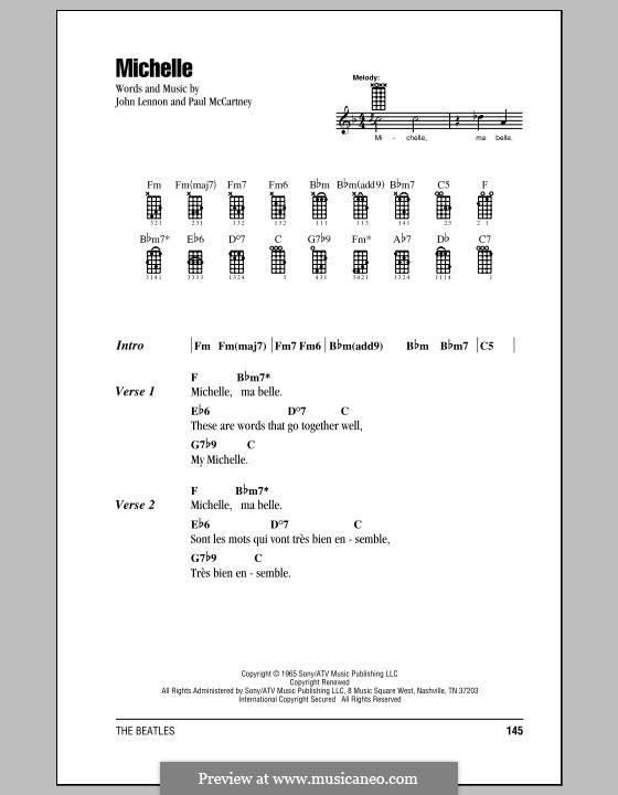 Michelle (The Beatles), for One Instrument: For ukulele by John Lennon, Paul McCartney