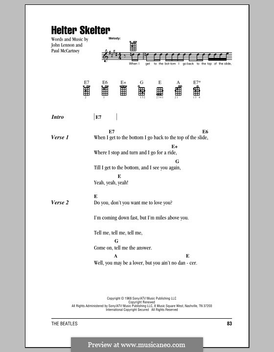 Helter Skelter (The Beatles): For ukulele by John Lennon, Paul McCartney