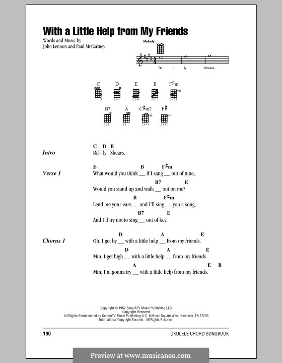 With a Little Help from My Friends (The Beatles): For ukulele by John Lennon, Paul McCartney