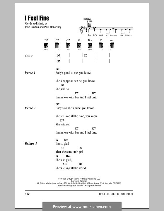 I Feel Fine (The Beatles): For ukulele by John Lennon, Paul McCartney