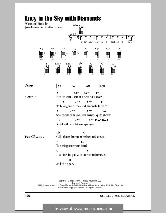 Lucy in the Sky with Diamonds (The Beatles): For ukulele by John Lennon, Paul McCartney