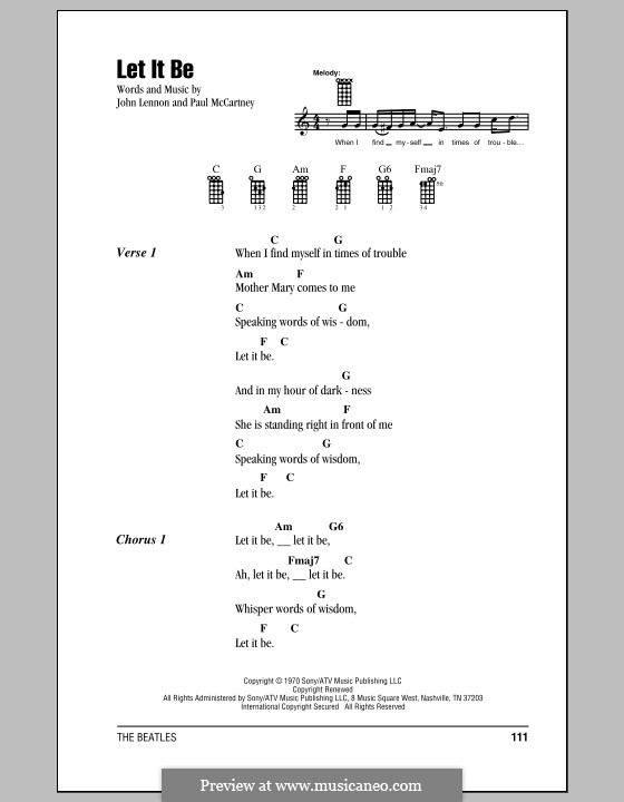 Instrumental version: For ukulele by John Lennon, Paul McCartney