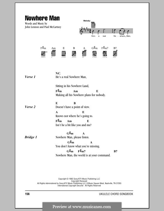 Nowhere Man (The Beatles): For ukulele by John Lennon, Paul McCartney