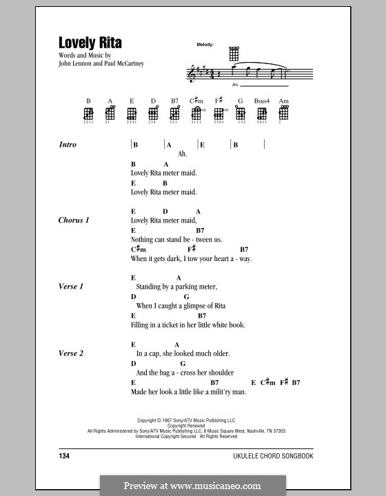 Lovely Rita (The Beatles): For ukulele by John Lennon, Paul McCartney