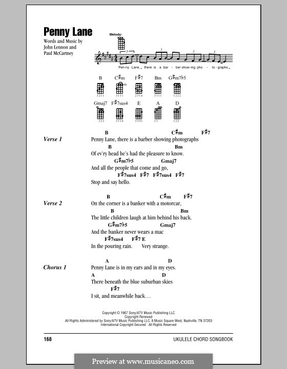 Penny Lane (The Beatles): For ukulele by John Lennon, Paul McCartney