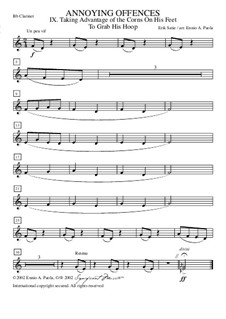 Peccadilles importunes: No.3 Profiter de ce qu'il a des cors aux pieds pour lui prendre son cerceau – clarinet in Bb by Erik Satie