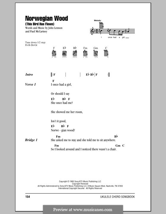 Norwegian Wood (This Bird Has Flown): For ukulele by John Lennon, Paul McCartney