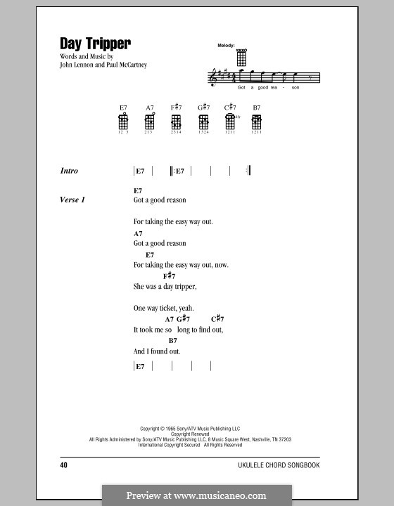 Instrumental version: For ukulele by John Lennon, Paul McCartney