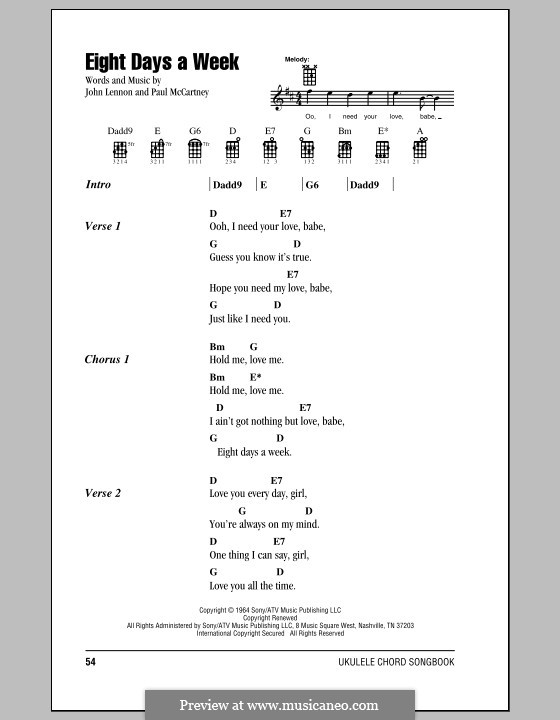 Eight Days a Week (The Beatles): For ukulele by John Lennon, Paul McCartney