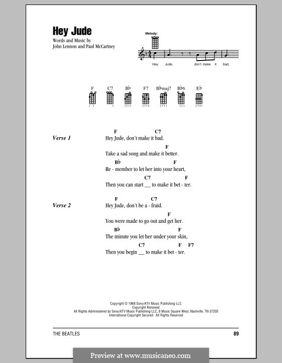 Instrumental version: For ukulele by John Lennon, Paul McCartney