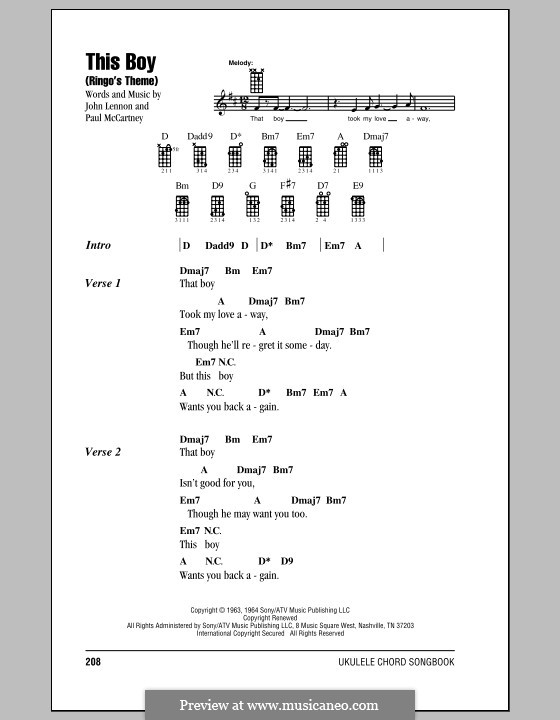This Boy (Ringo's Theme): For ukulele by John Lennon, Paul McCartney