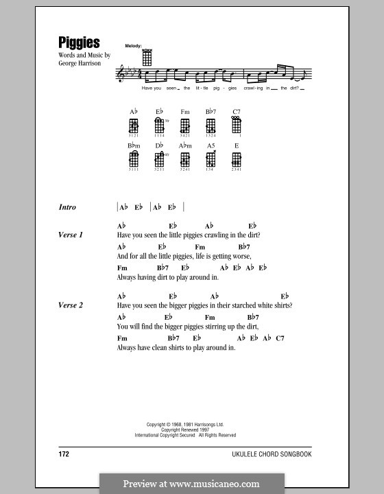 Piggies (The Beatles): For ukulele by George Harrison