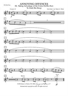 Peccadilles importunes: No.3 Profiter de ce qu'il a des cors aux pieds pour lui prendre son cerceau – alto saxophone in Bb by Erik Satie