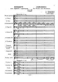 Concerto for Violin and Orchestra in A Minor, Op.82: Full score by Alexander Glazunov