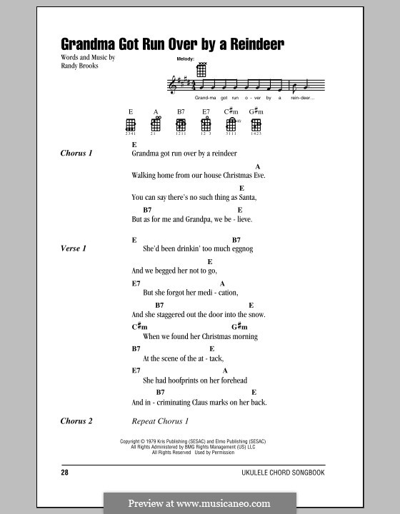 Grandma Got Run Over by a Reindeer: For ukulele by Randy Brooks