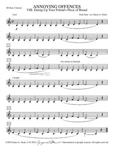 Peccadilles importunes: No.2 Lui manger sa tartine – bass clarinet in Bb by Erik Satie