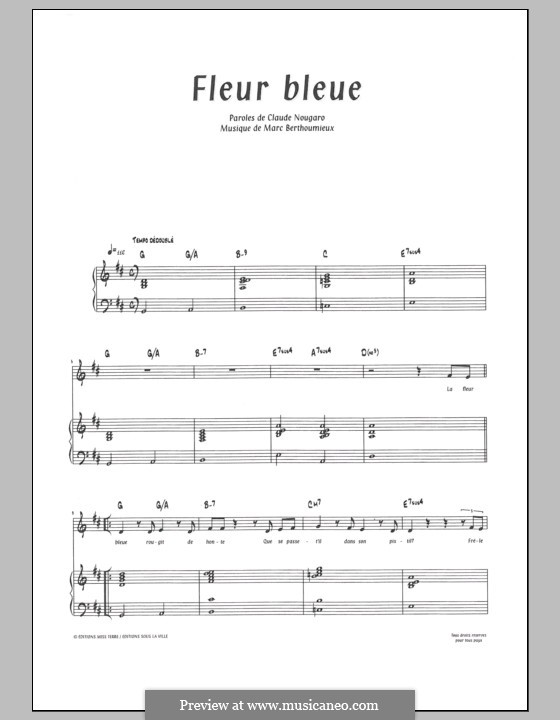 Fleur Bleue: For voice and piano by Marc Berthoumieux