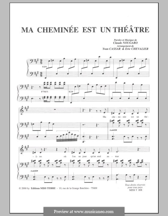Ma Cheminee est un Theatre: For voice and piano by Claude Nougaro