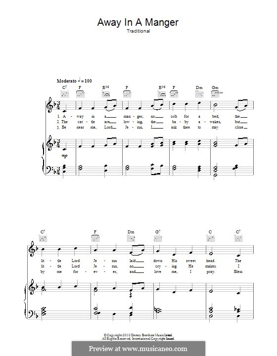 Away in a Manger: For voice and piano (or guitar) by William (James) Kirkpatrick
