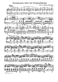 Variations on an Original Theme, J.7 Op.2: For piano by Carl Maria von Weber