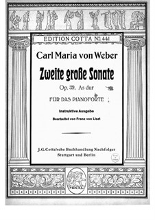 Sonata for Piano No.2 in A Flat Major, J.199 Op.39: For a single performer by Carl Maria von Weber