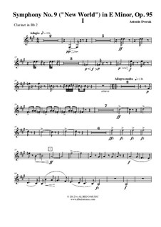 Movement I: Clarinet in Bb 2 (transposed part) by Antonín Dvořák